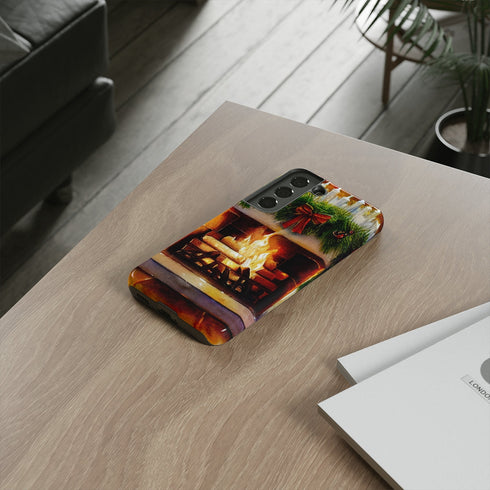 Candles on the Hearth Decorated for Christmas - Impact Resistant Phone Case
